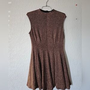ANTONIO MELANI Copper-Brown Metallic Fit & Flare Mini Dress Size XL